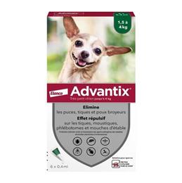 ADVANTIX chien 1,5-4 kg : 4 pipettes