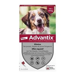 ADVANTIX chien 10-25 kg : 4 pipettes