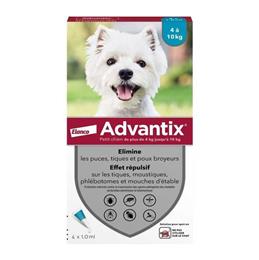 ADVANTIX chien 4-10kg : 4 pipettes