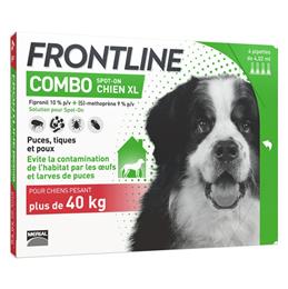 Frontline combo chien + 40 kg : 4 pipettes