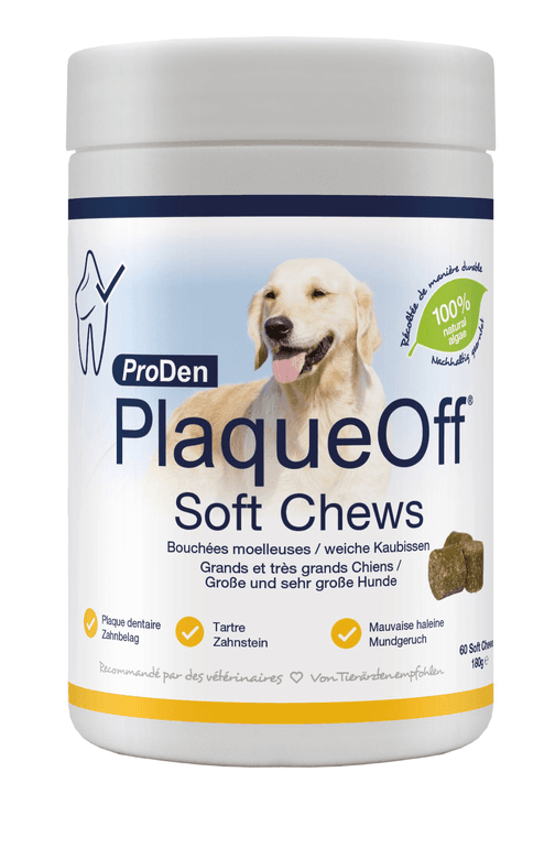 ProDen PlaqueOff chien Soft Chews 60 bouchées dentaires naturelles anti-plaque et haleine fraîche Swedencare