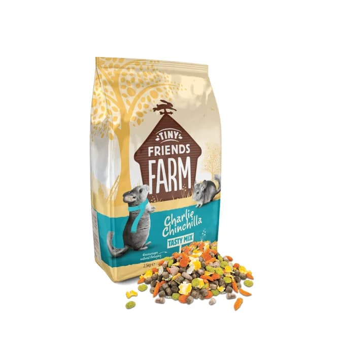 Grand sac de 2,5kg d'aliment complet pour chinchilla Tiny Friends Farm Charlie Chinchilla Tasty Mix.