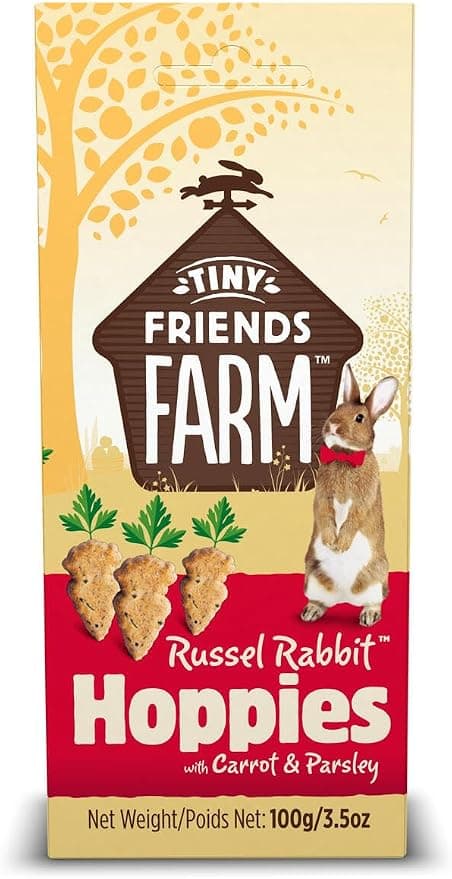Boite de 100g de biscuits croquants a la carotte et au persil Tiny Friends Farm Russel Rabbit Hoppies