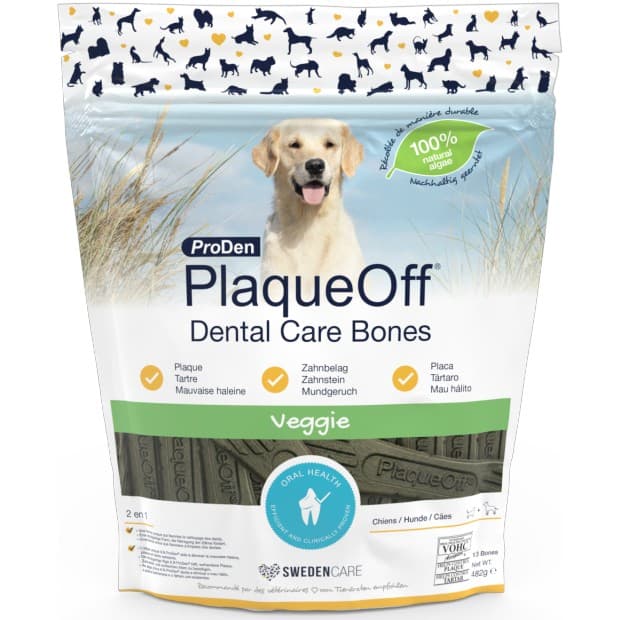 ProDen PlaqueOff Dental Bones chien veggie 13 sticks – bâtonnets dentaires naturels anti-plaque et haleine fraîche Swedencare