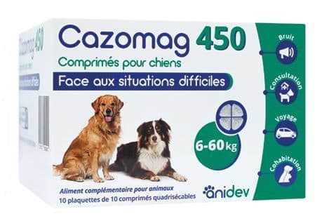 Cazomag 450 Anidev – boîte de 100 comprimés apaisants pour chiens (6 à 60 kg)