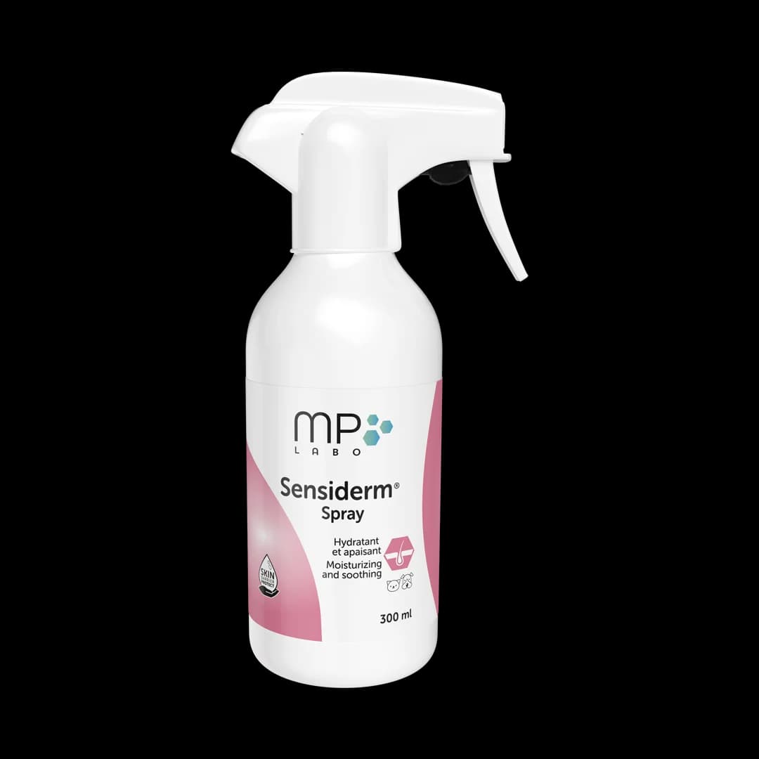 Spray Sensiderm MP Labo 300ml hydratant apaisant peau sensible chien chat sans parfum.