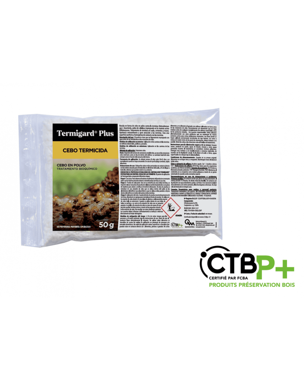 Sachet 50g d'appat termicide en poudre Termigard Plus certifie CTB P+