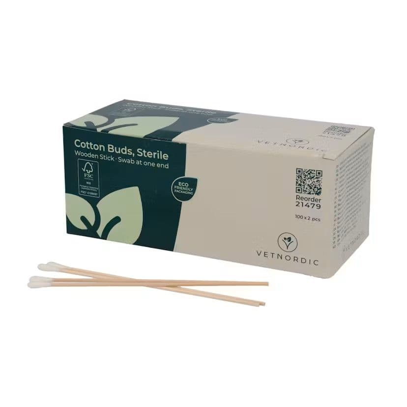 Écouvillon stérile 15 cm tige bois embout coton sachet de 2.