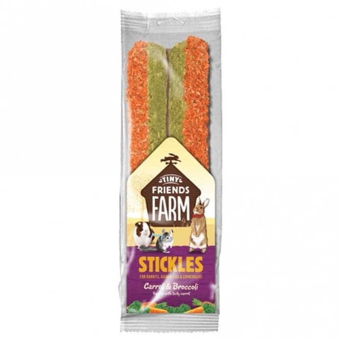 Sachet de 100g de batonnets friandises au foin carotte brocoli Tiny Friends Farm Stickles pour lapin cobaye