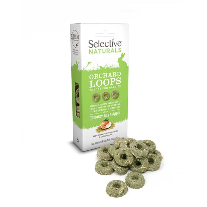 Paquet de 80 g de friandises Supreme Selective Naturals Orchard Loops au foin de phléole et pomme