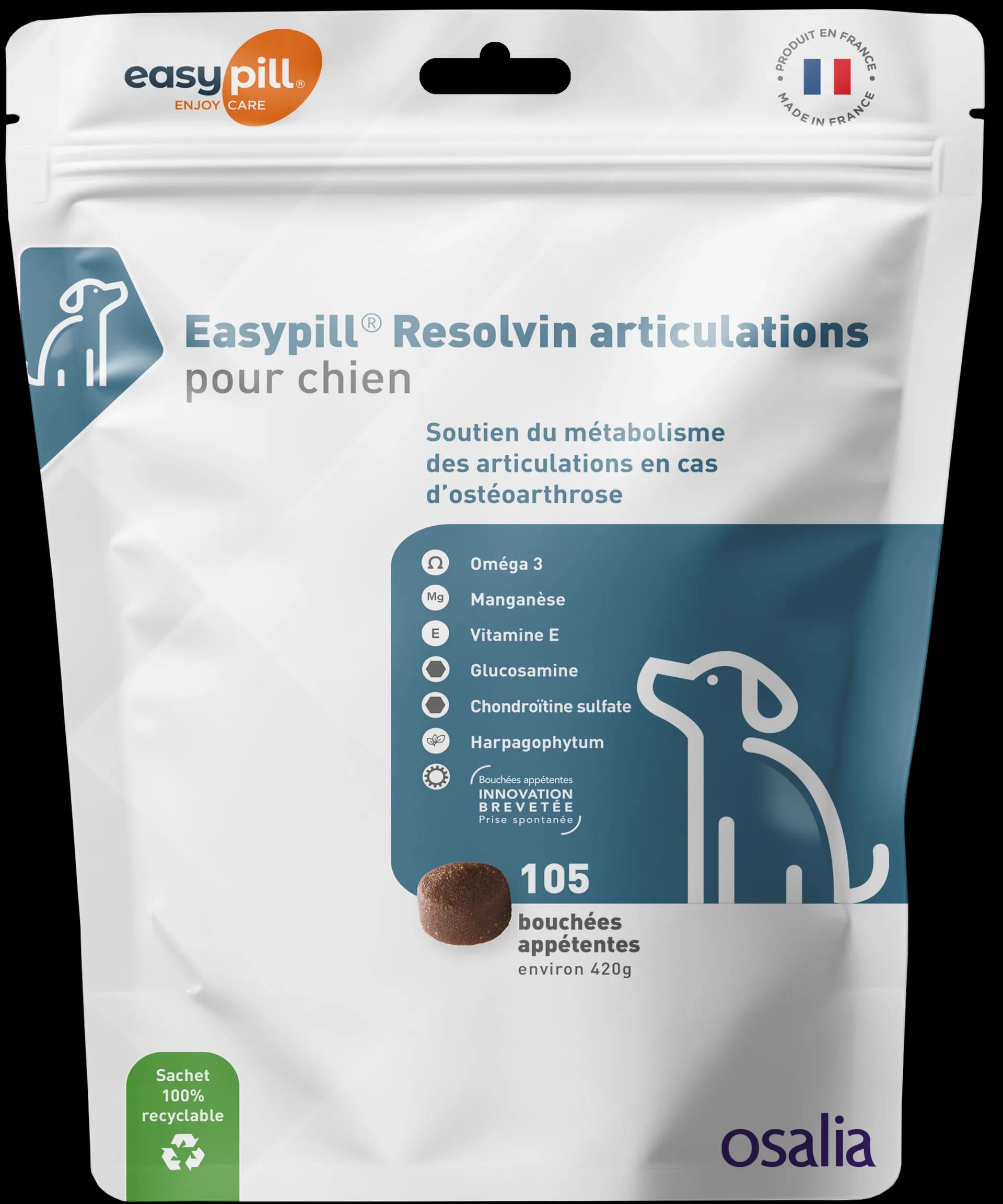 Sachet Easypill Resolvin Articulations chien 15x28g - Complément arthrose avec Harpagophytum et Glucosamine