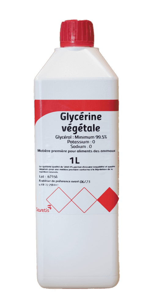 Glycérine officinale végétale Savetis 1 L – matière première pour aliments des animaux, hydratante et adoucissante