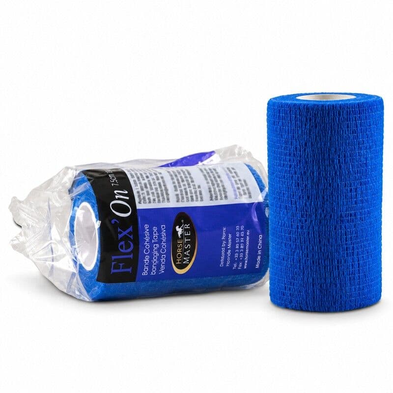 Lot de 18 bandes cohésives Flex'On bleues 10 cm x 4,5 m pour pansements et contention du cheval