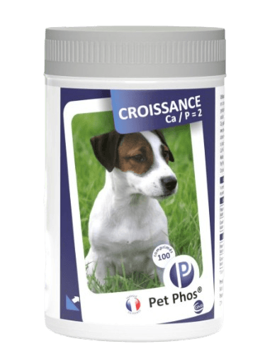 Boîte Pet Phos Croissance Ca/P 2 Ceva 100 comprimés complément ration ménagère chien