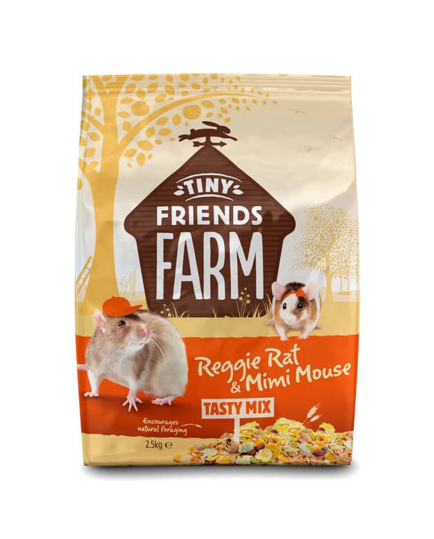Grand sac 2.5kg d'aliment complet pour rats et souris Tiny Friends Farm Reggie Rat et Mimi Mouse Tasty Mix.