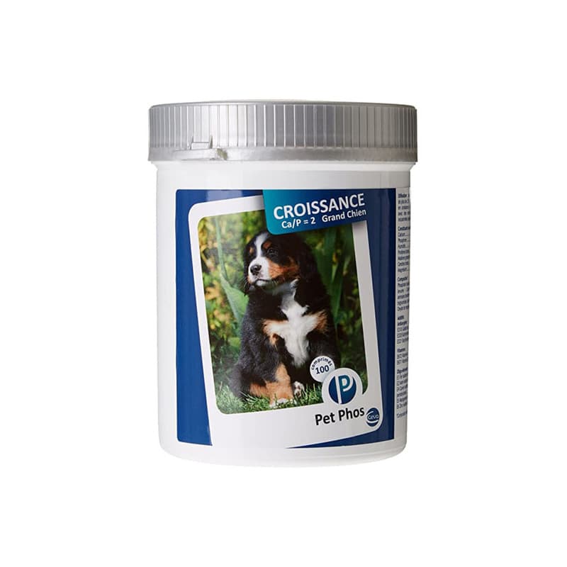 Boîte Pet Phos Croissance Ca/P 2 Grand Chien Ceva 100 comprimés ration ménagère bouvier bernois