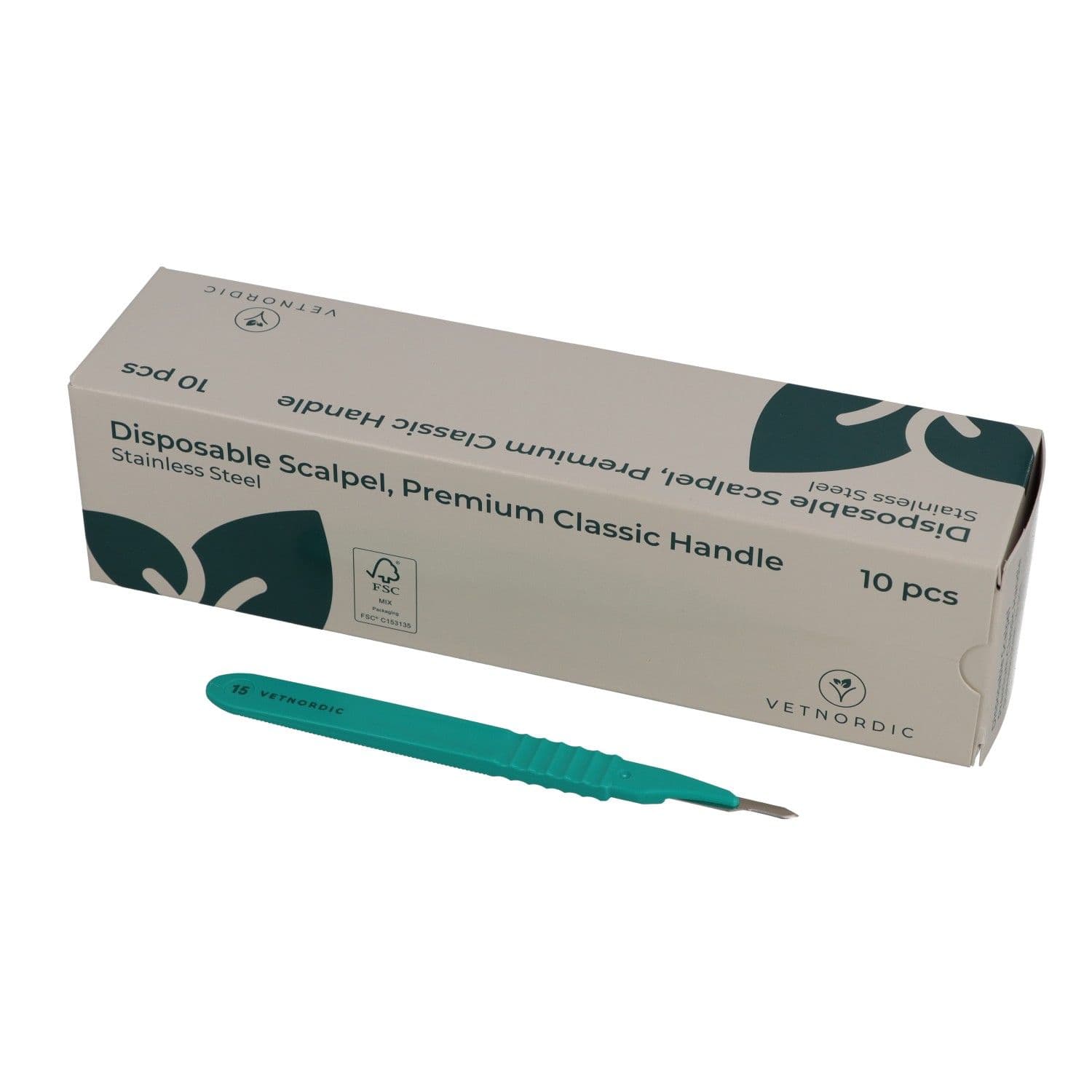 Scalpel jetable n°15 manche ergonomique premium acier inoxydable boîte de 10.