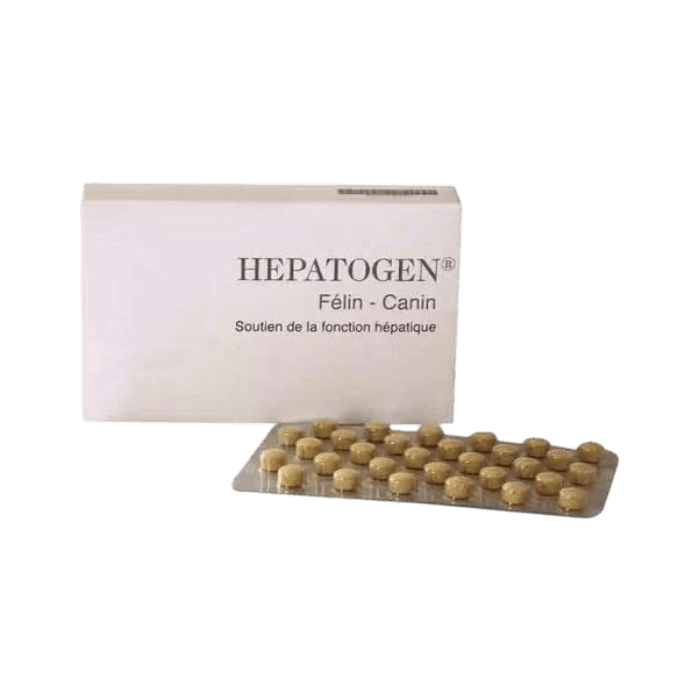 Hepatogen Felin Canin 60 comprimes, soutien fonction hepatique chien chat prix, boite blanche comprimés