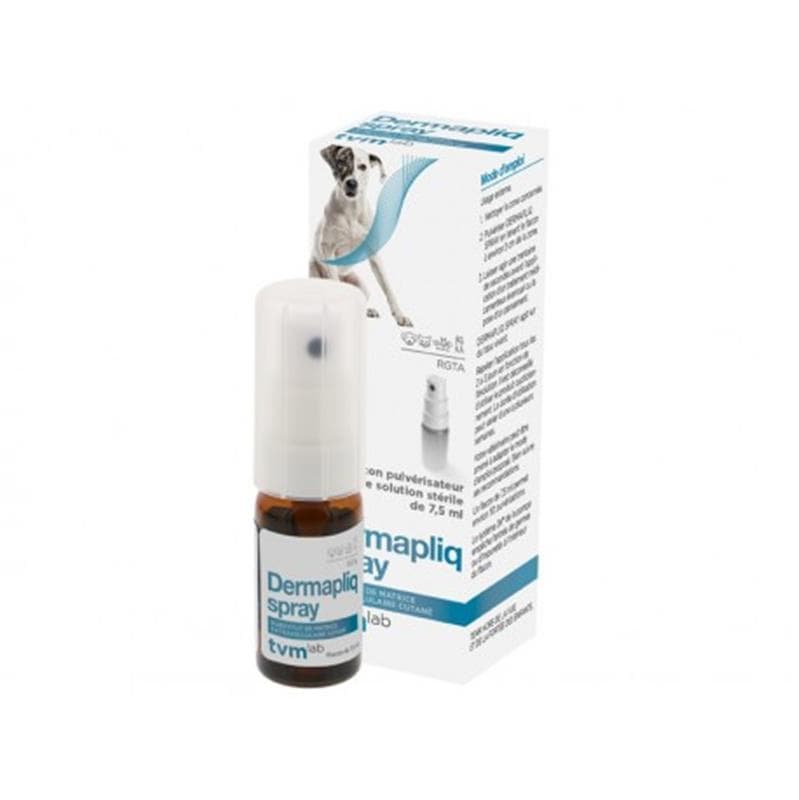 Dermapliq Spray TVM 7,5 ml soin dermatologique filmogène protecteur pour zones cutanées fragilisées du chien et du chat