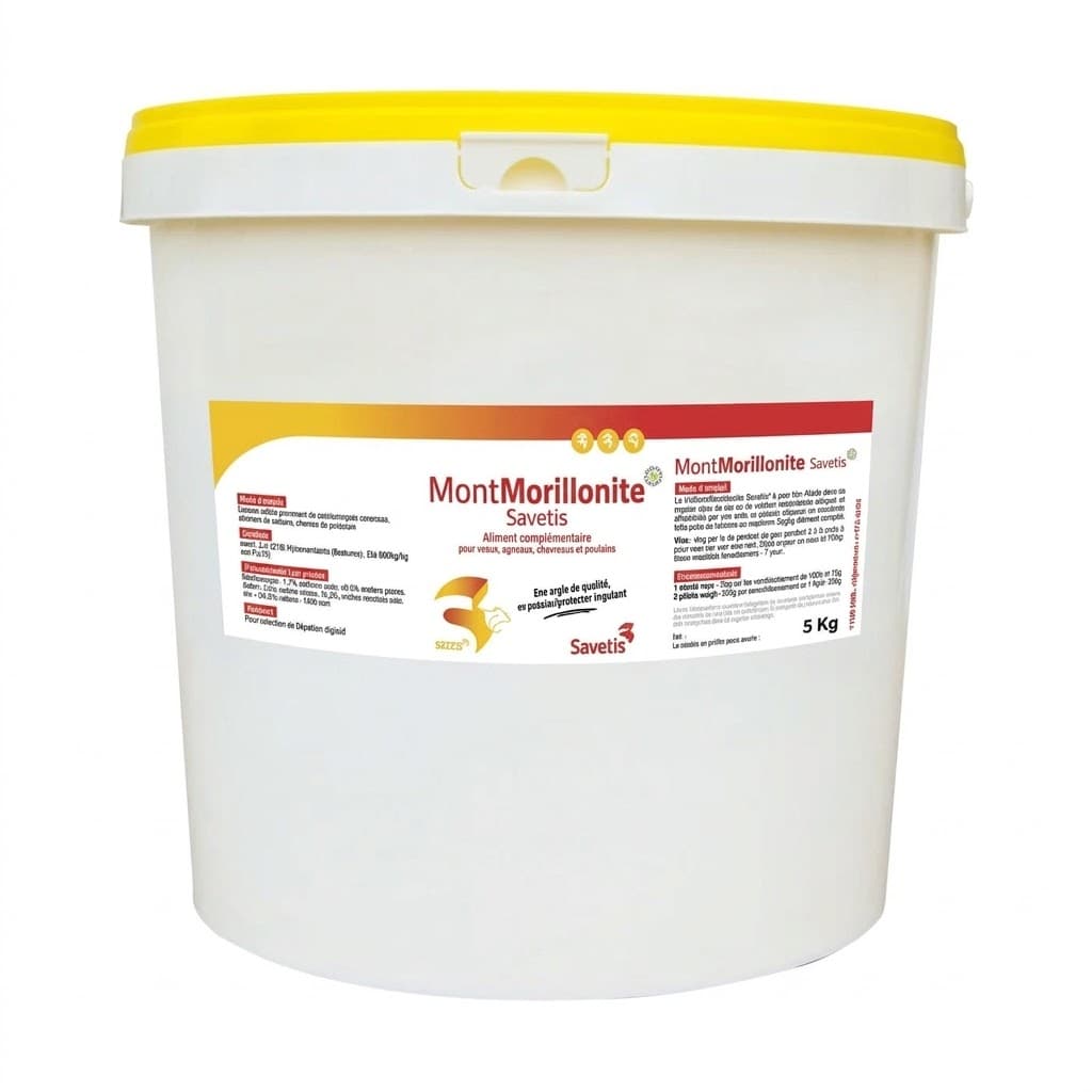 Montmorillonite Savetis 5 kg argile digestive pour veaux agneaux chevreaux et poulains