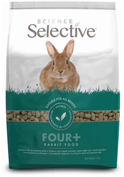 Sac élevage de 10 kg d'extrudés Supreme Science Selective Lapin 4+ ans avec visuel de lapin fauve.