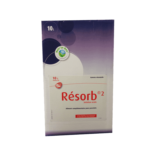 Boîte Nutr'in-Box 10L Résorb 2 Provimi, solution orale de réhydratation pour porcelets.