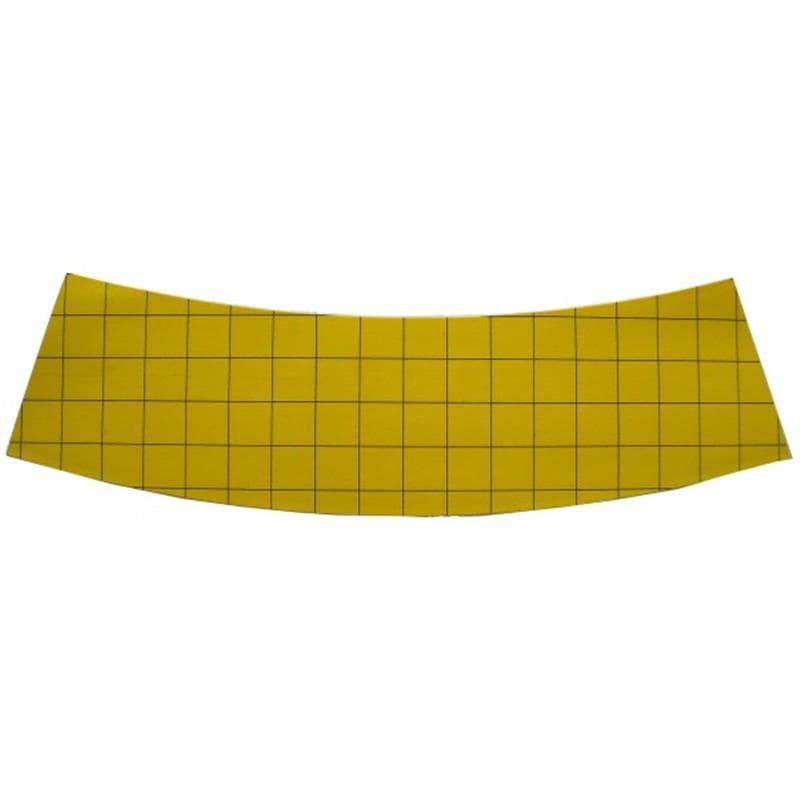 Plaque de glu jaune pour piège Funnel Trap, montrant le quadrillage noir précis facilitant le comptage des mites alimentaires.