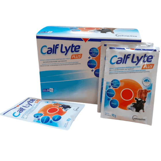 Boîte Calf Lyte Plus Vetoquinol 24 sachets de 90g - Poudre réhydratante pour veau.