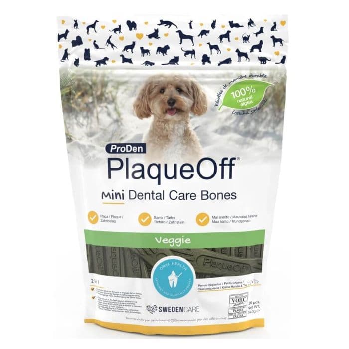 ProDen PlaqueOff Mini Dental Bones chien veggie 340g friandises dentaires naturelles anti-plaque et haleine fraîche Swedencare