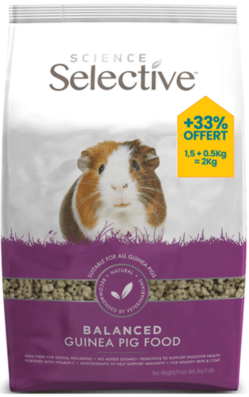 Sachet 2kg promo Supreme Science Selective Cochon d'Inde extrudes sans tri vitamine C