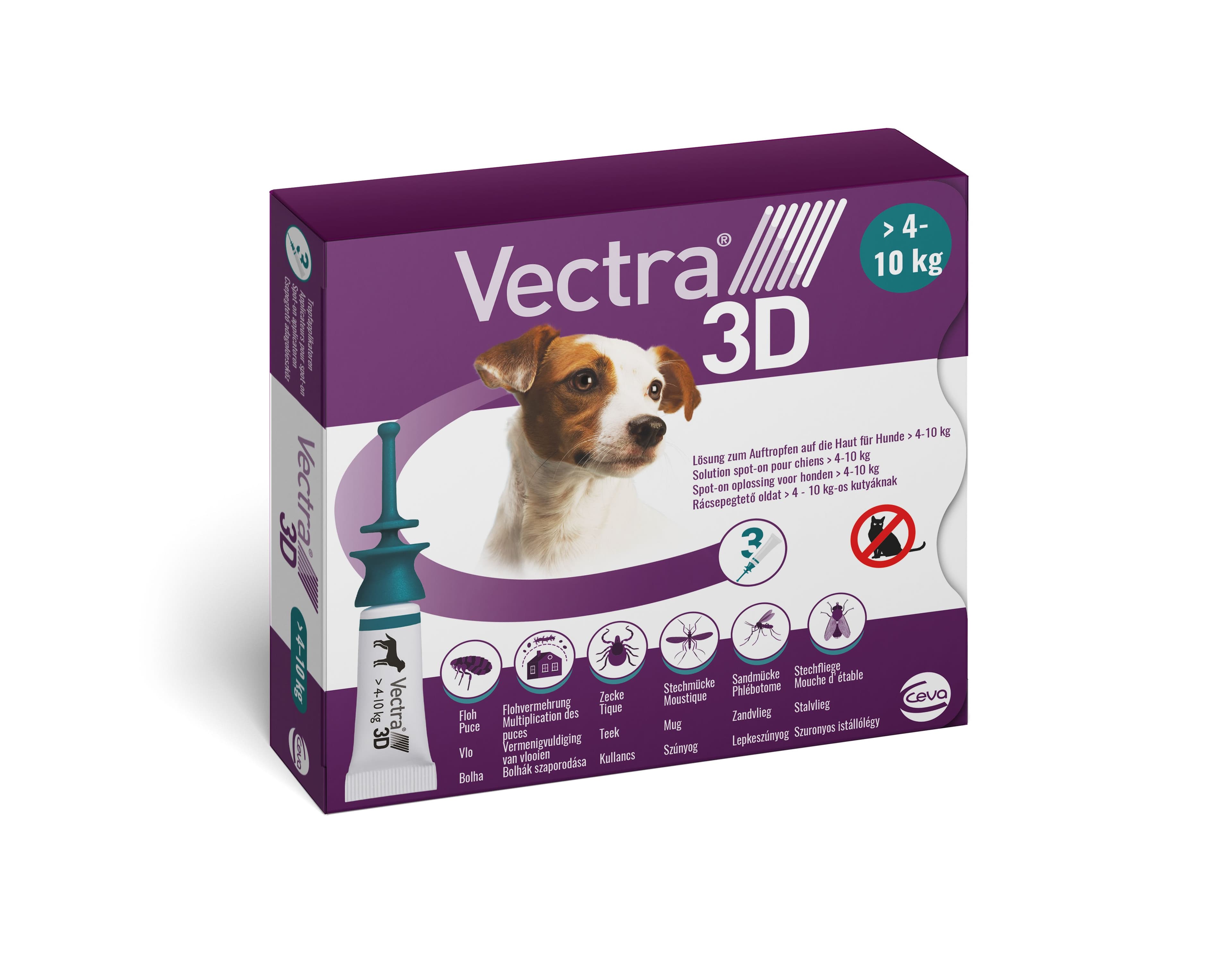 Vectra 3D pipettes antiparasitaires pour chiens de 4 à 10 kg – protection contre puces, tiques et moustiques
