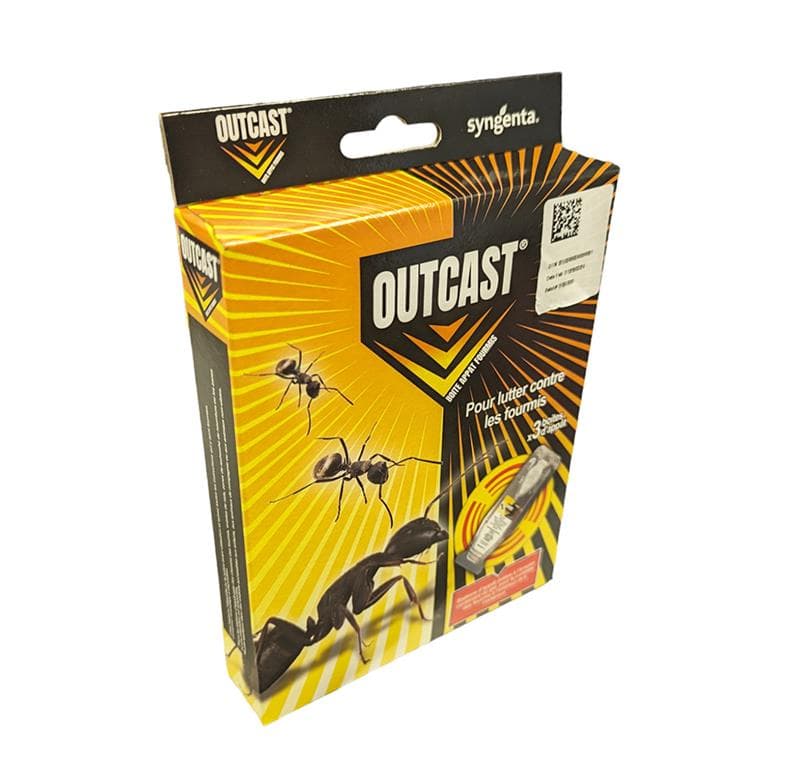 Boîte appât fourmis OUTCAST Syngenta piège gel sécurisé anti-fourmilière.