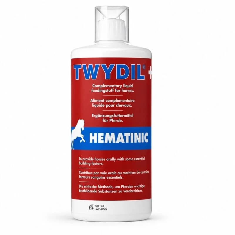 Flacon 1L de complement liquide sanguin pour cheval Twydil Hematinic.