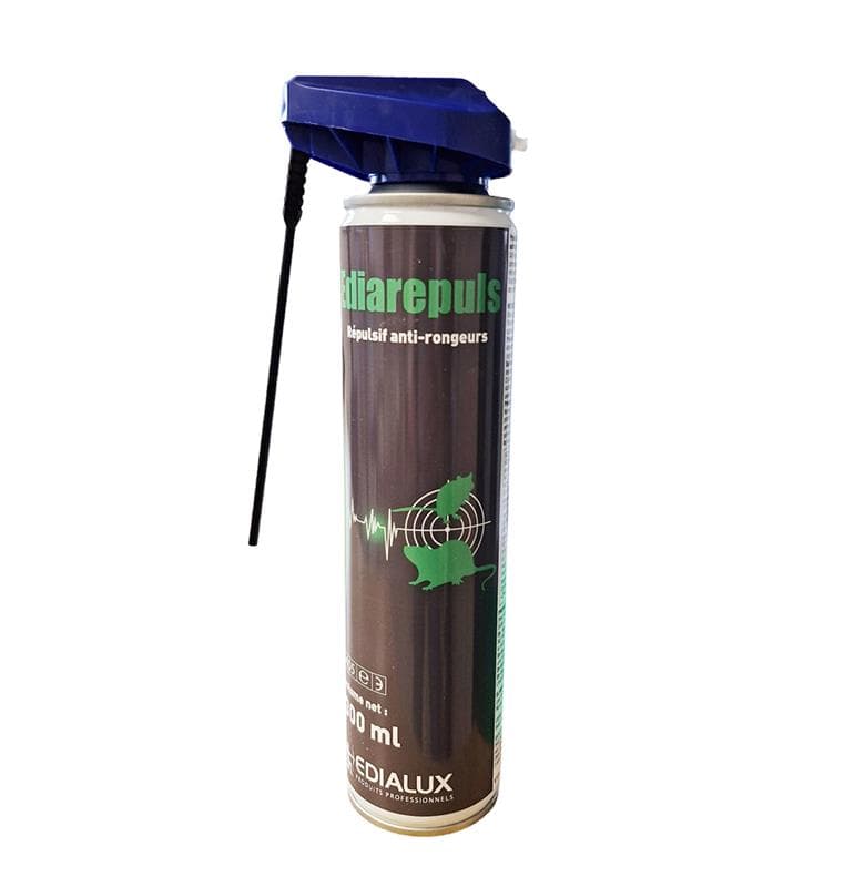 Spray répulsif anti-rongeurs EDIAREPULS 300ml pour protection câbles et moteurs.