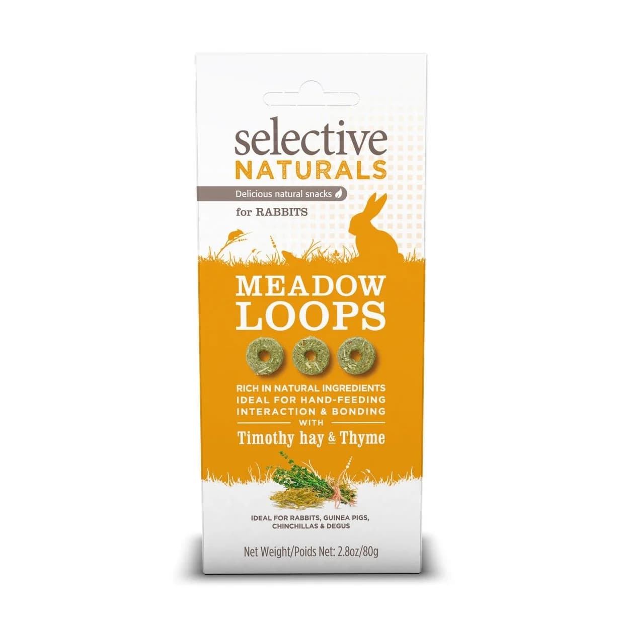 Paquet de 80 g de friandises Supreme Selective Naturals Meadow Loops au foin de phléole et thym
