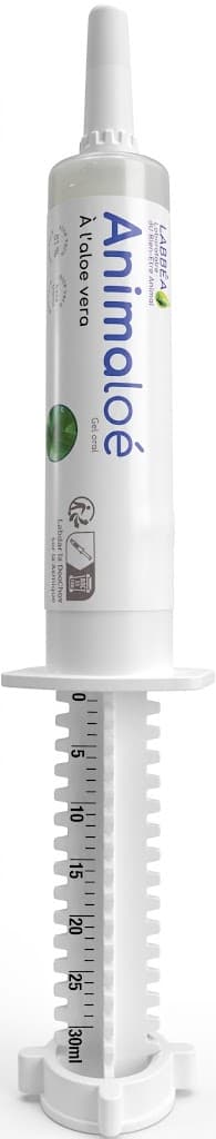 ANIMALOÉ 4 seringues de 30 ml gel aloe vera et mélisse pour le confort digestif du chien chat et NAC