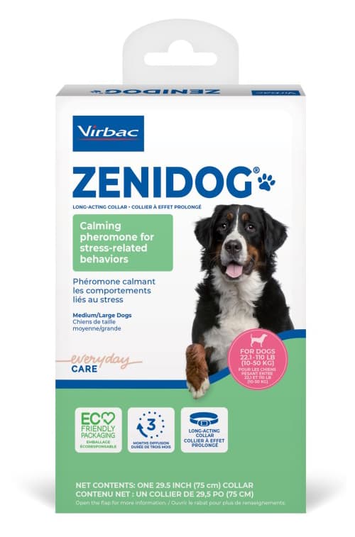 Collier Zenidog chien moyen et grand 10-50kg Virbac apaisant longue durée 3 mois 75cm