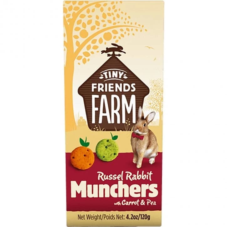 Boite de 120g de biscuits croquants a la carotte et au petit pois Tiny Friends Farm Russel Rabbit Munchers