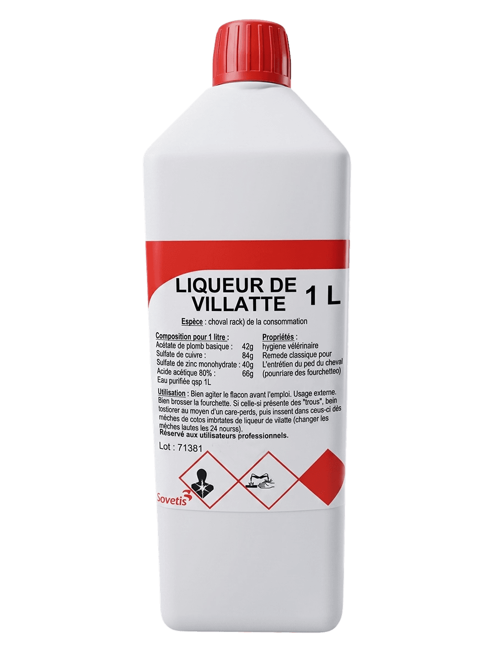 Liqueur de Villatte 1L Savetis – lotion détergente et protectrice pour sabot et fourchette