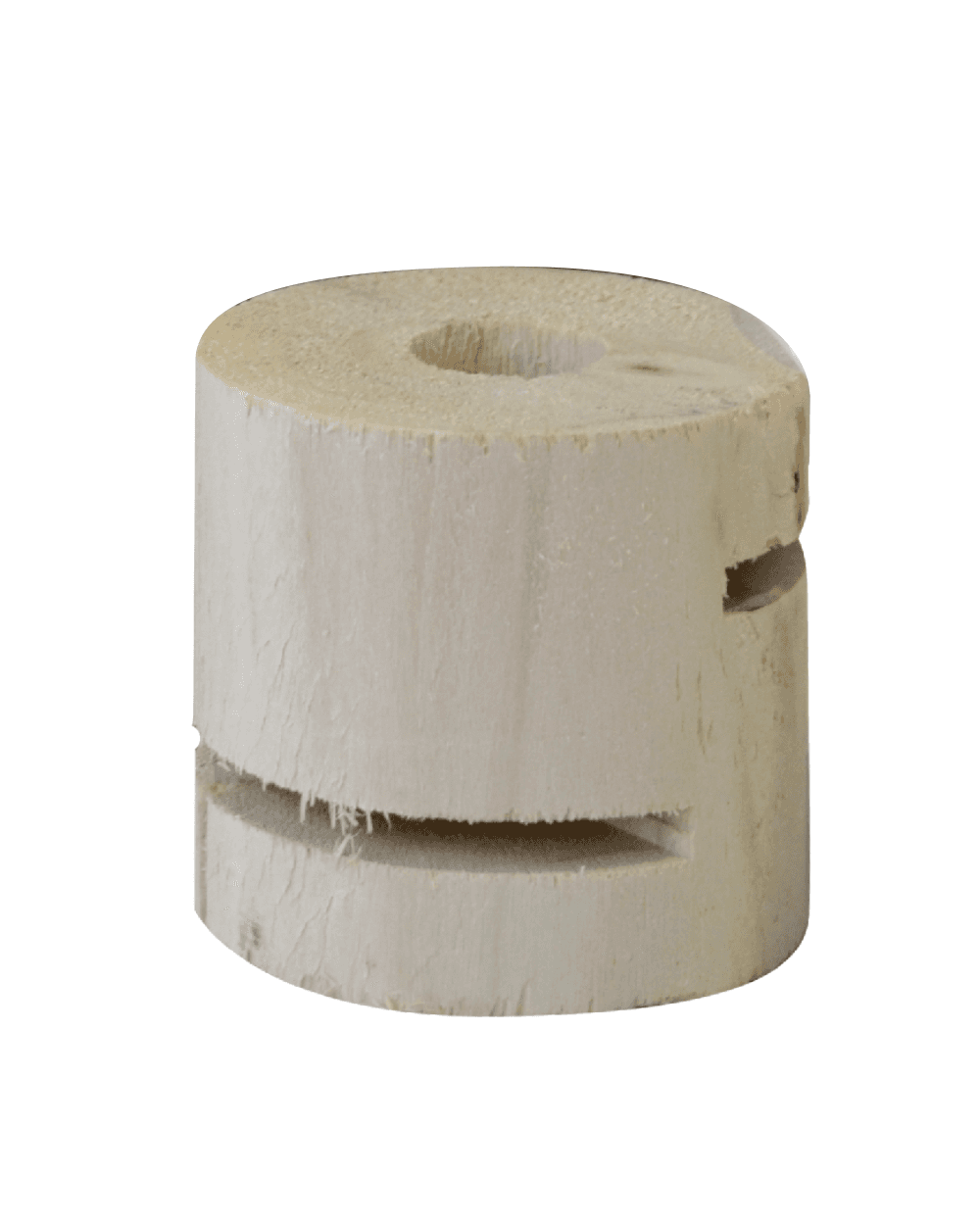 Bloc de bois cylindrique percé et rainuré témoin pour station sol 85mm Termigard.