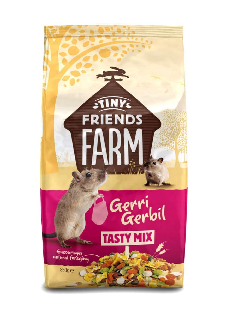 Sachet de 850g d'aliment complet pour gerbille Tiny Friends Farm Gerri Gerbil Tasty Mix.