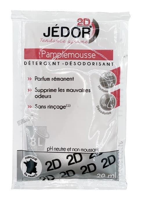 Dosette JEDOR 2D Pamplemousse 20ml nettoyant désodorisant professionnel sans rinçage.