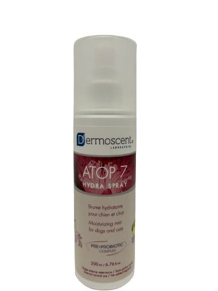 Flacon spray 200ml de brume hydratante Dermoscent ATOP 7 Hydra Spray pour chien et chat.