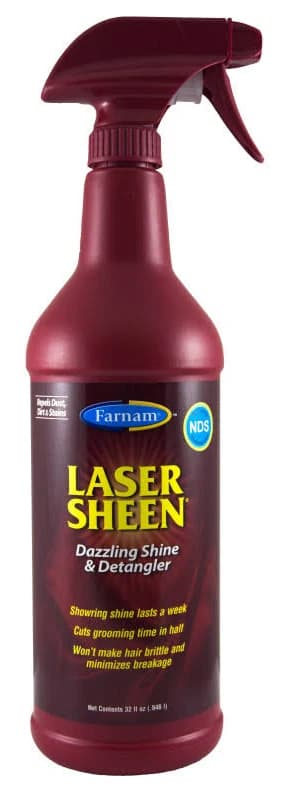 Flacon spray 946ml demelant et lustrant pret a l'emploi pour cheval Farnam Laser Sheen