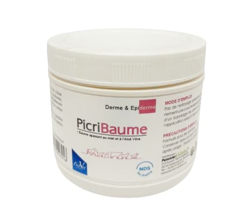 Pot Picri-Baume 500ml baume cicatrisant miel aloe vera pour chevaux et bovins sans nettoyage