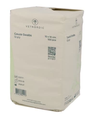 Compresse de gaze 10x10 cm 100 pièces non stérile 12 plis bords pliés.