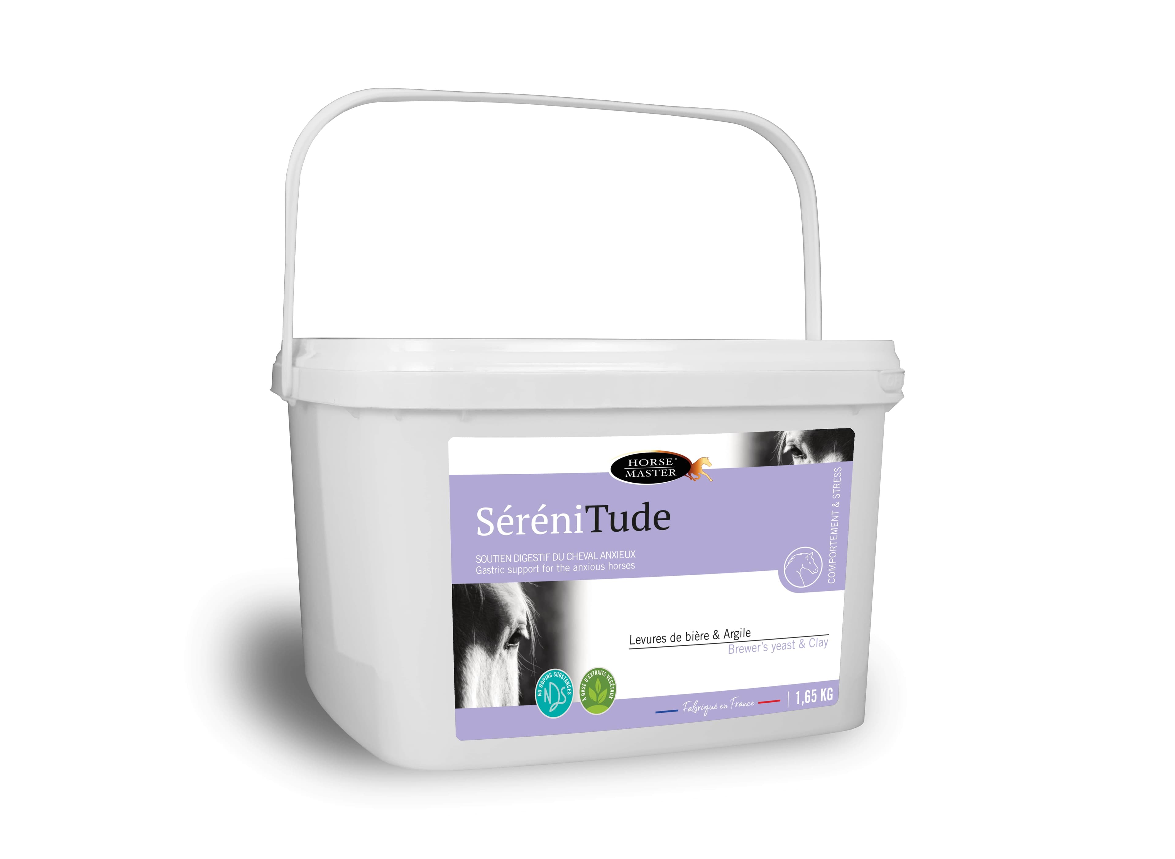 Seau de 1.65kg de granules apaisants pour cheval anxieux Serenitude Horse Master.