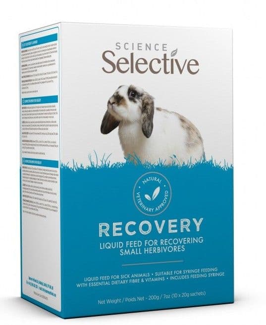 Boîte de 10 sachets de 20 g d'aliment de gavage d'urgence Supreme Science Selective Recovery pour lapin et rongeur.