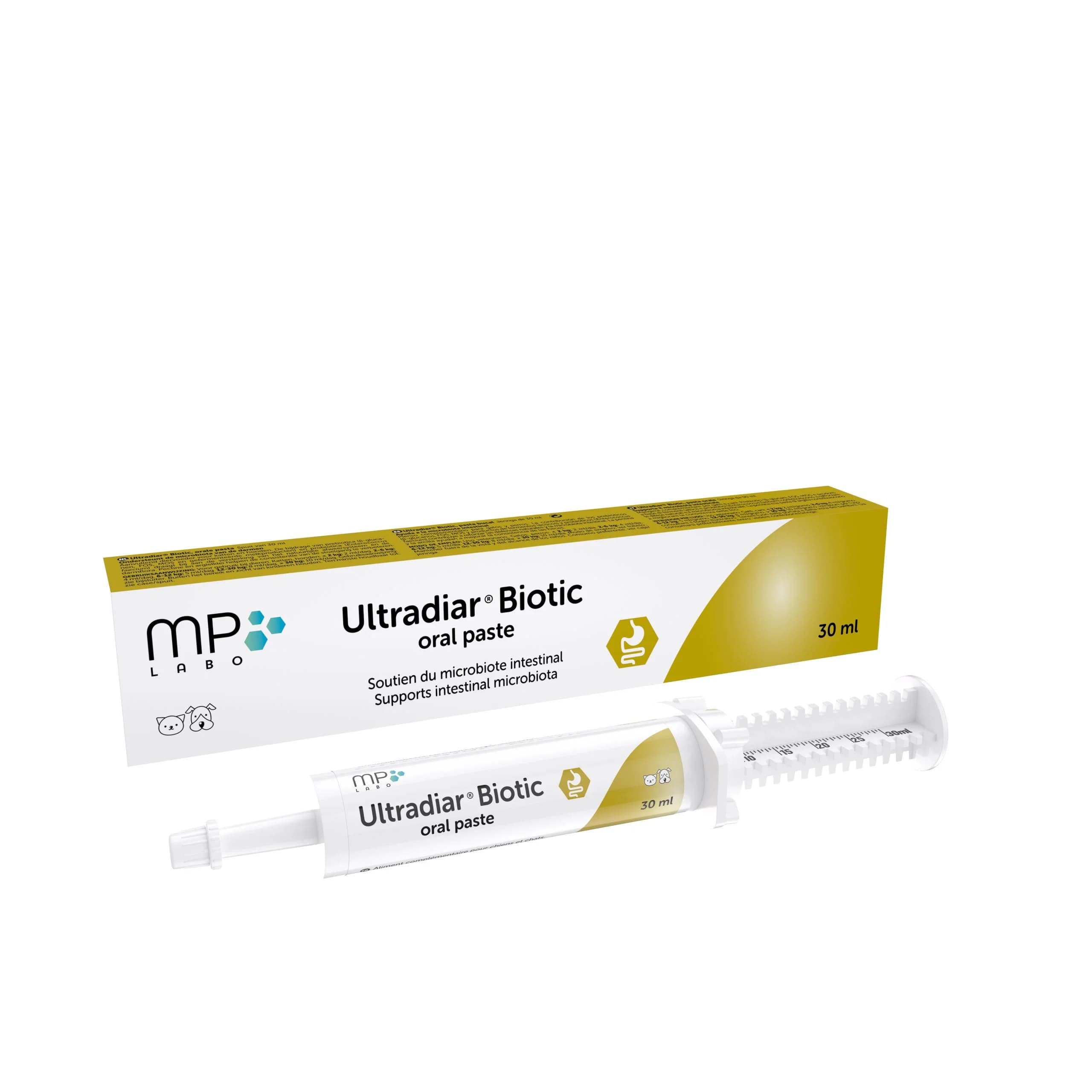 Seringue ULTRADIAR Biotic 30ml pâte orale diarrhée grand chien MP Labo