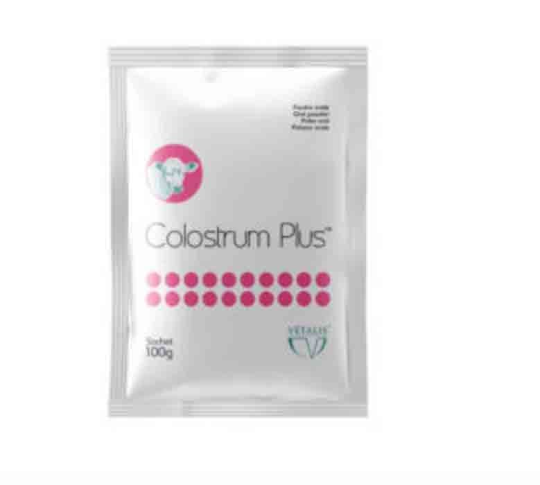 Colostrum Plus Vetalis sachet 100 g complément colostral riche en immunoglobulines pour veau nouveau-né